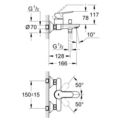 Смеситель для ванны Grohe BauEdge 23334000