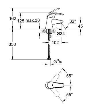 Смеситель "EUROSMART" для умывальника Grohe 41519/32 467 001