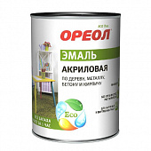 Эмаль акриловая универсальная глянцевая Ореол Белая 0.9кг 22711