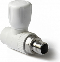 Кран шаровой полипропиленовый ф25 х3/4" для радиатора  прямой белый Кран шаровой полипропиленовый ф25 х3/4" для радиатора  прямой белый