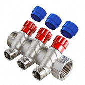 Коллекторный блок с вентилями Valtec 3 вых. х 1х 3/4  НР Евроконус VTc.560.NE.060503